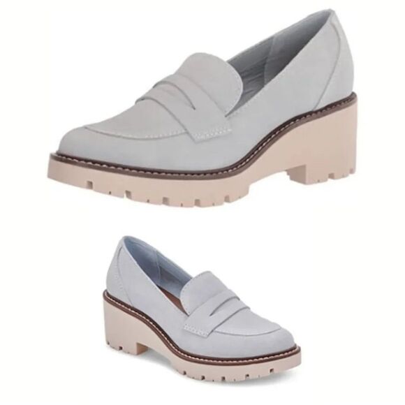 Blondo Dulce Block Heel Light Blue Suede Loafers. Size 10. - Picture 1 of 11